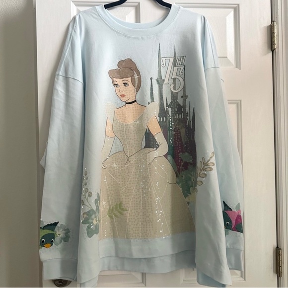 NWT Disney Parks Cinderella 75th Anniversary Once Upon a Time Sequin Sweatshirt‎ - Picture 2 of 5